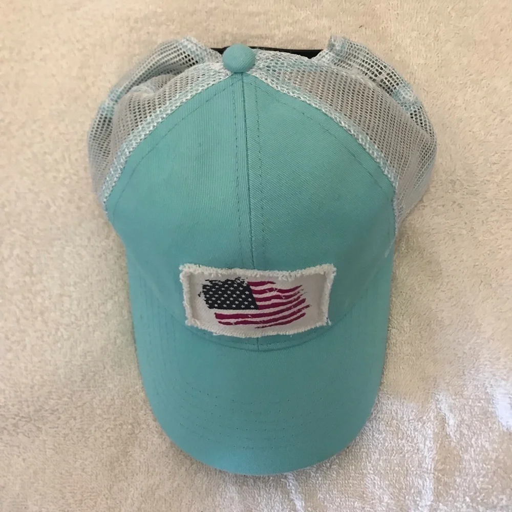 Rural King Headwear Women's American Flag Aqua SnapBack Adjustable Ball Cap